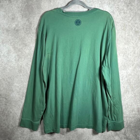 Life Is Good Crusher Tee Shirt Mens 2XL Green Santa Sleigh Mobile Device Holiday - Picture 8 of 12